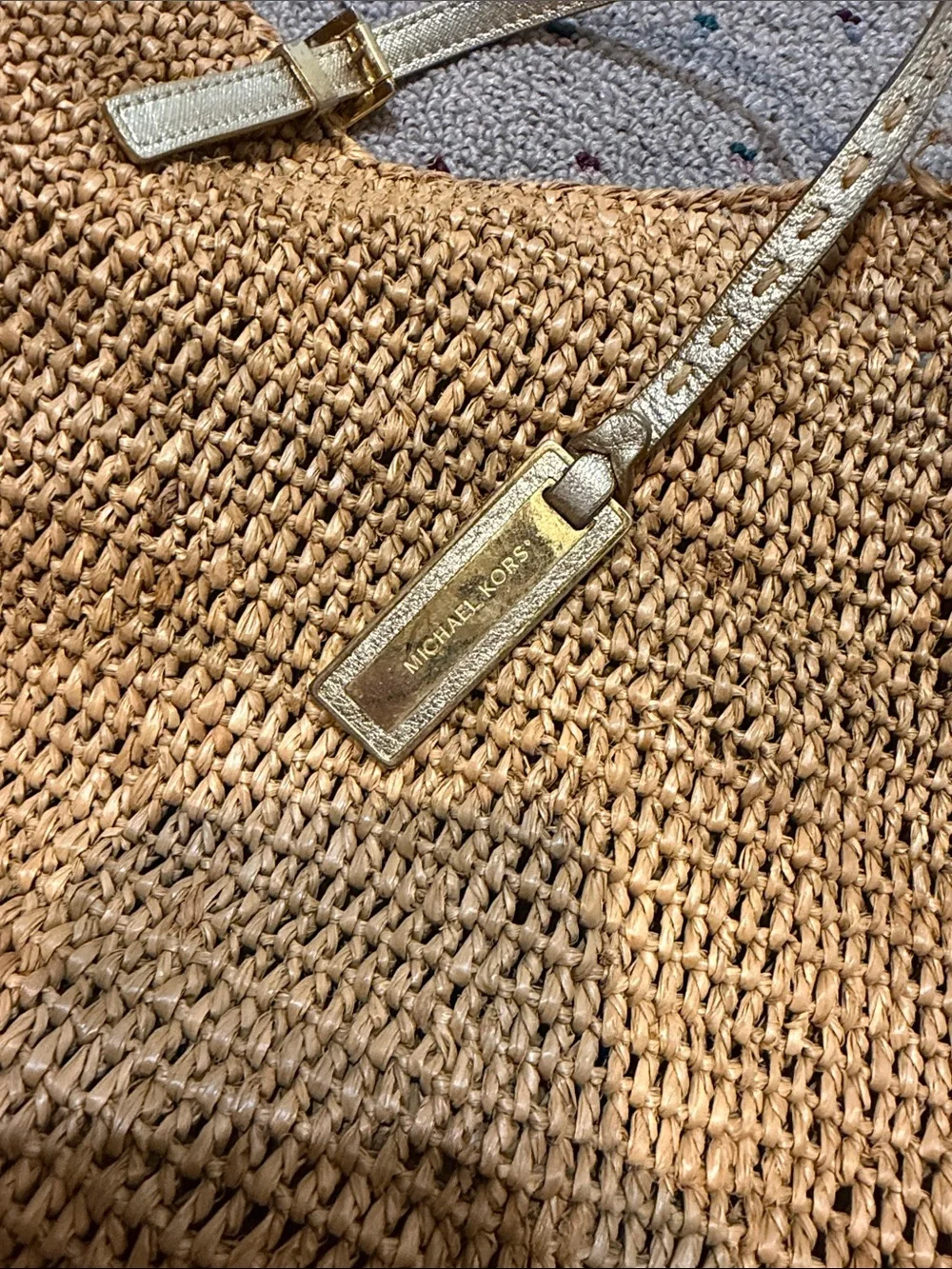 Michael Kors rafia beach bag